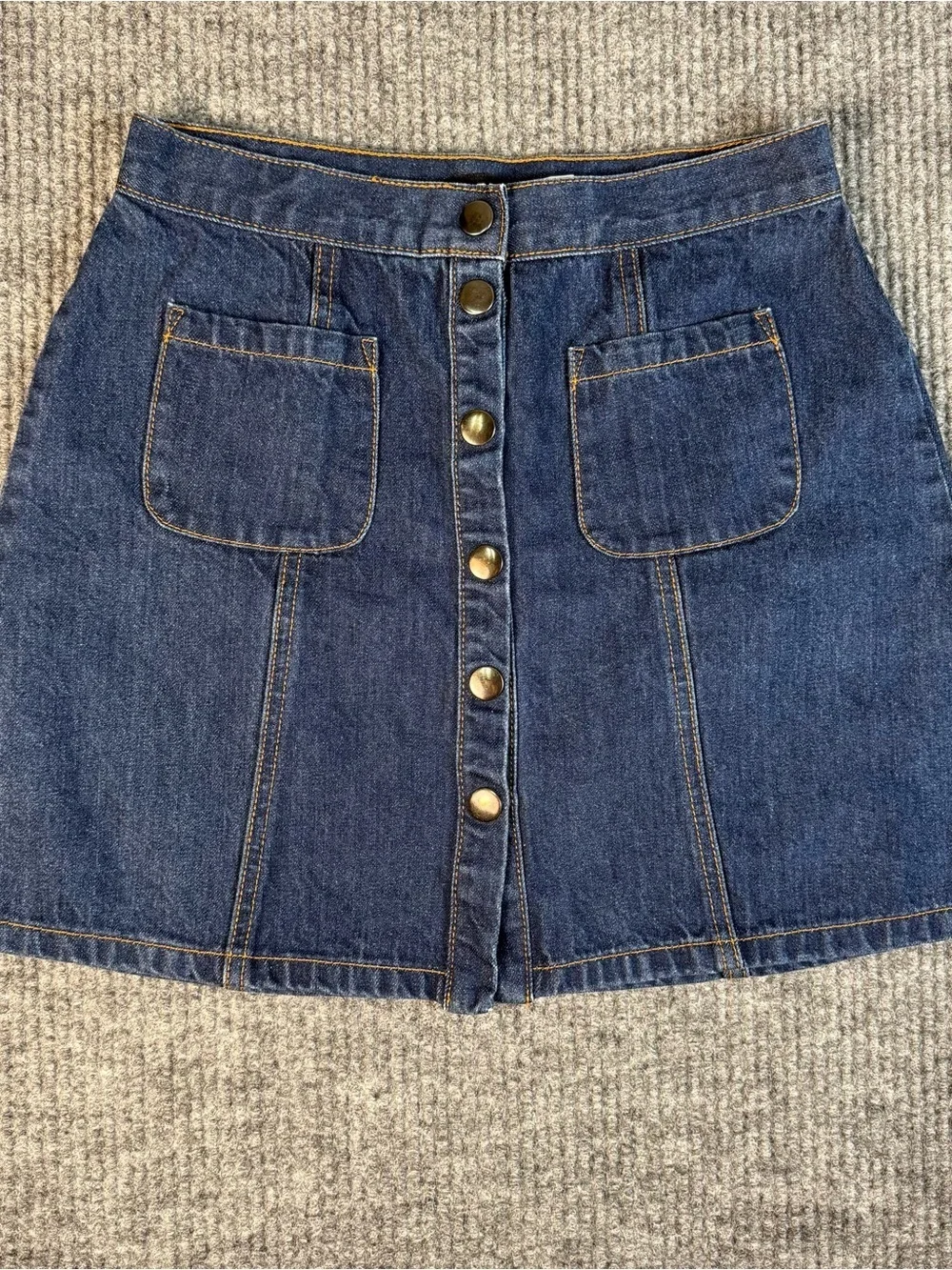 BDG Urban Outfitters Blue Denim A-Line Mini Skirt Women Size S Snap Button Y2k